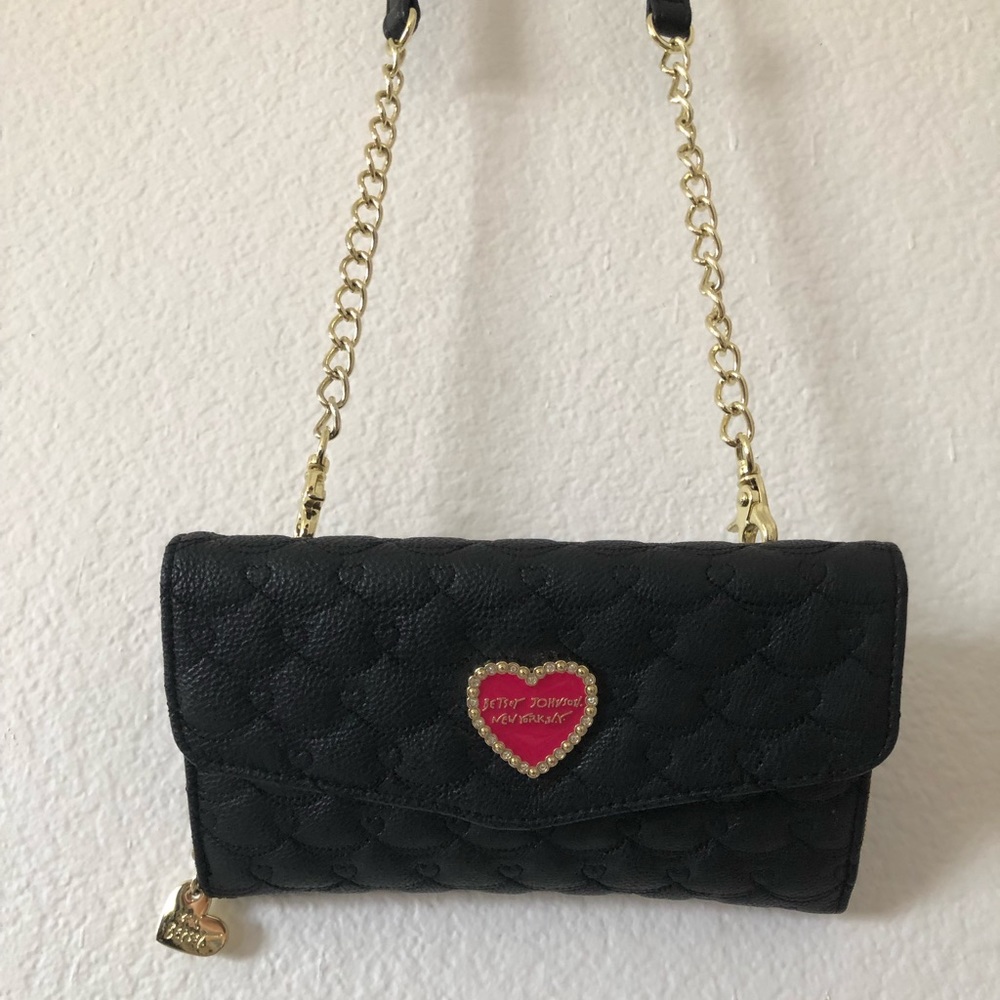 Betsey Johnson Quilted Wallet with crossbody strap